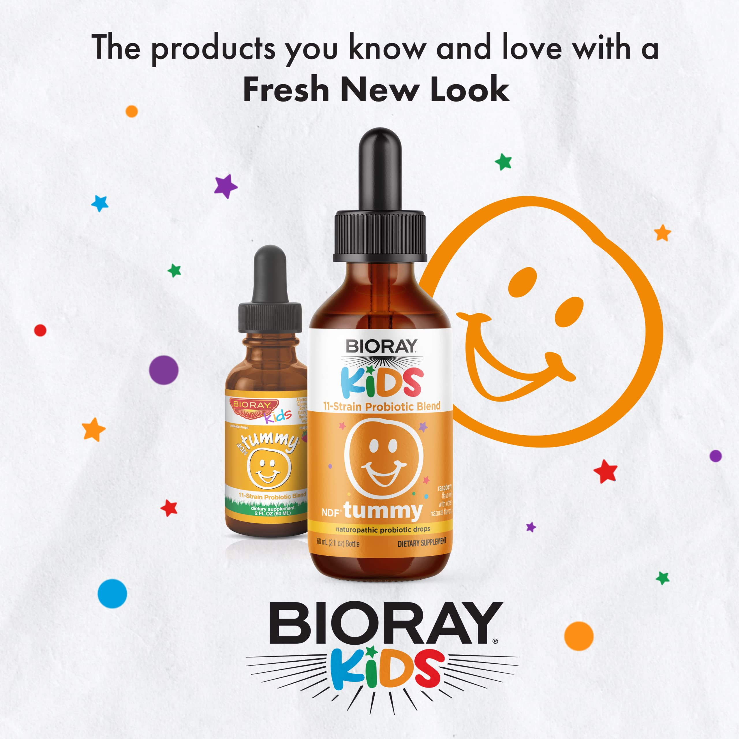 BIORAY NDF Tummy probiotic drops close-up highlighting convenient delivery