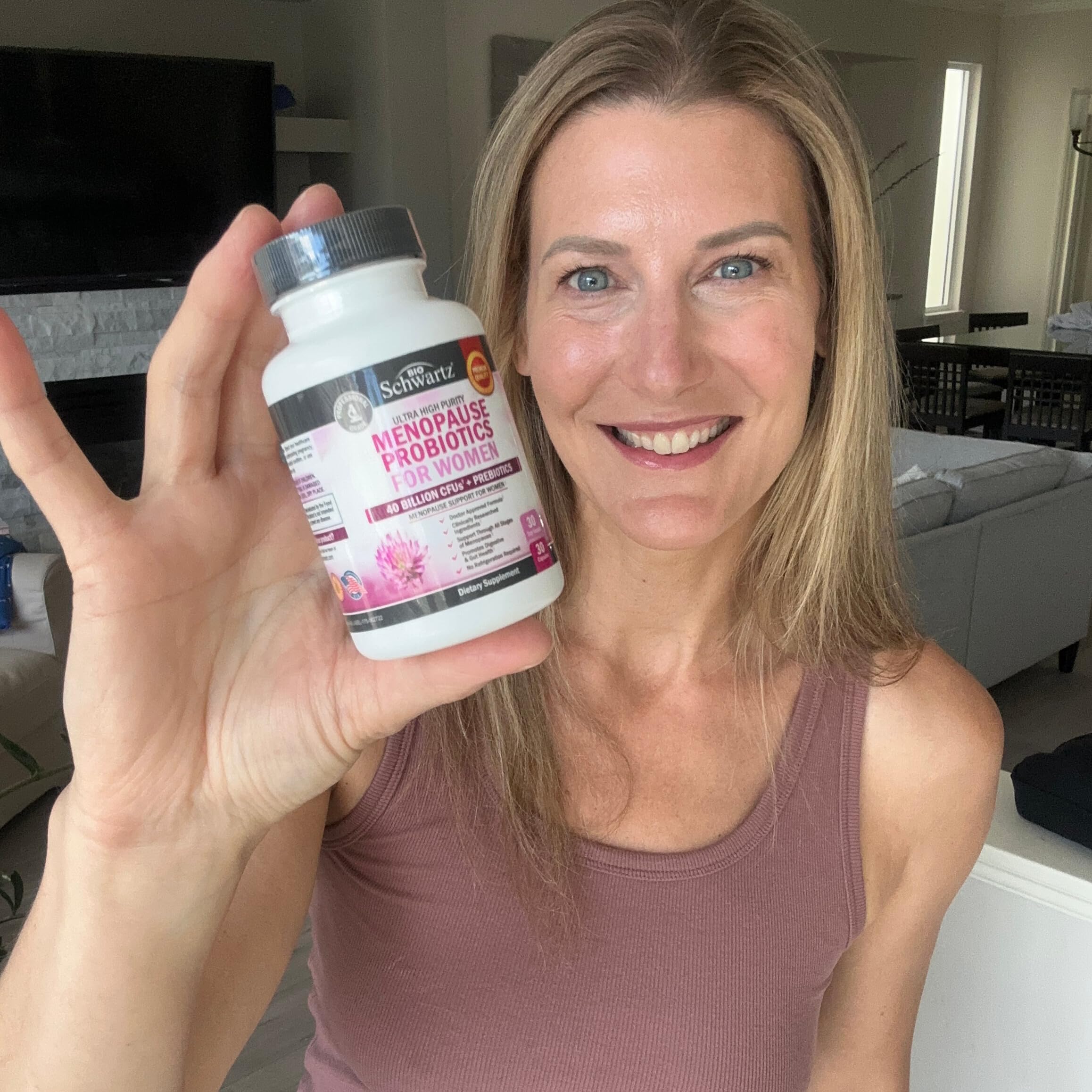 BioSchwartz menopause probiotics herbal-blend close-up showing chasteberry and black cohosh.