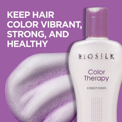 Applying BioSilk Color Therapy Conditioner to hair for even distribution