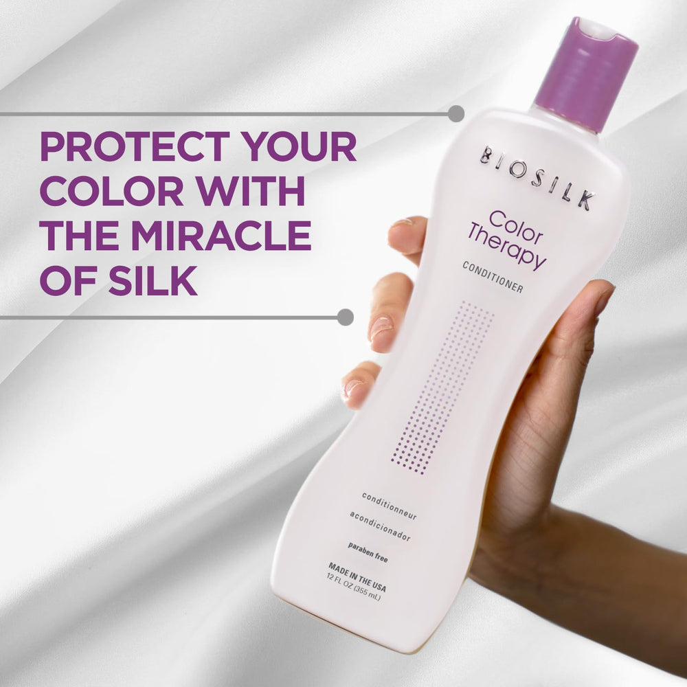 Hair after BioSilk Color Therapy Conditioner shows silky shine and reflection
