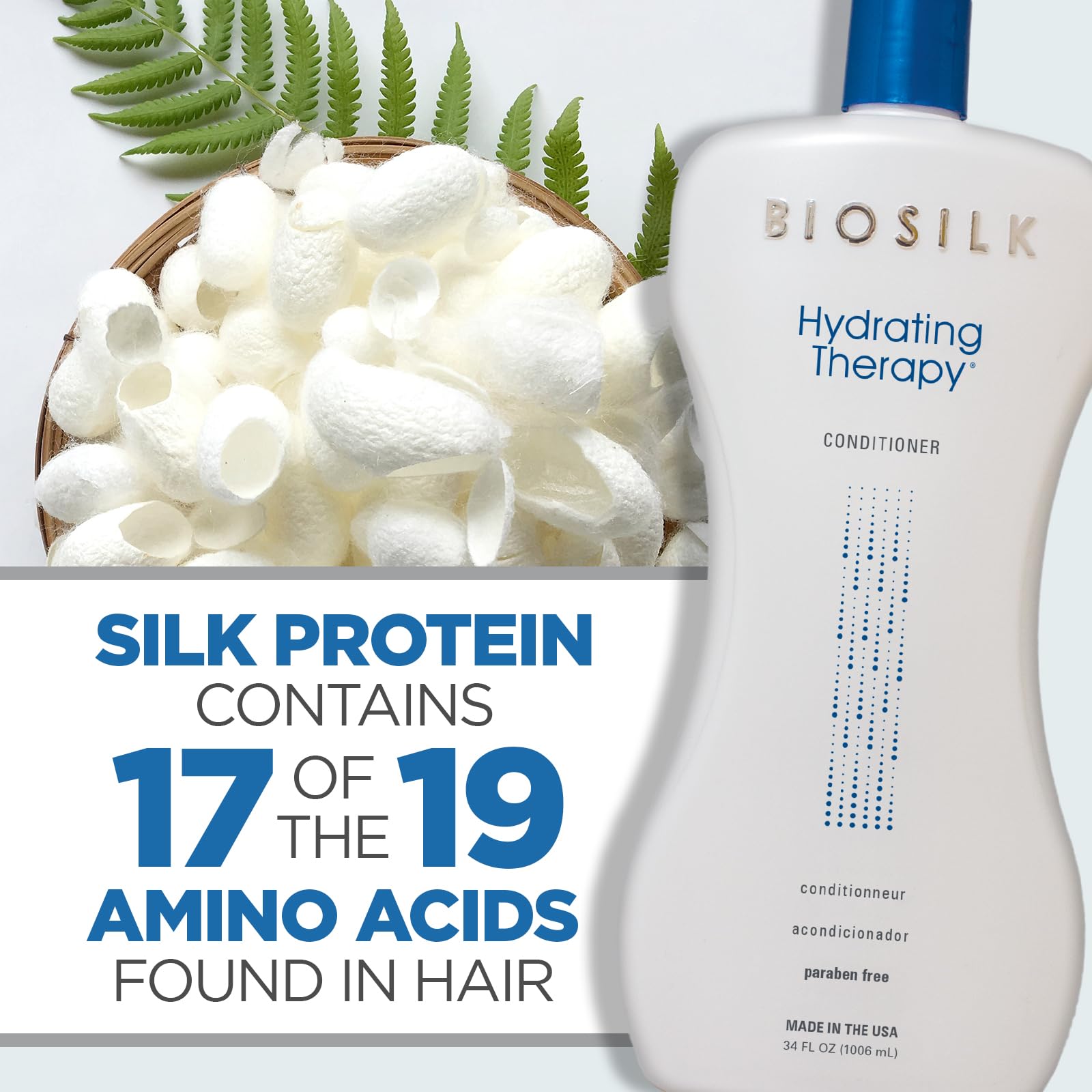 BioSilk Hydrating Therapy Conditioner on hair shows shine and softness after use.