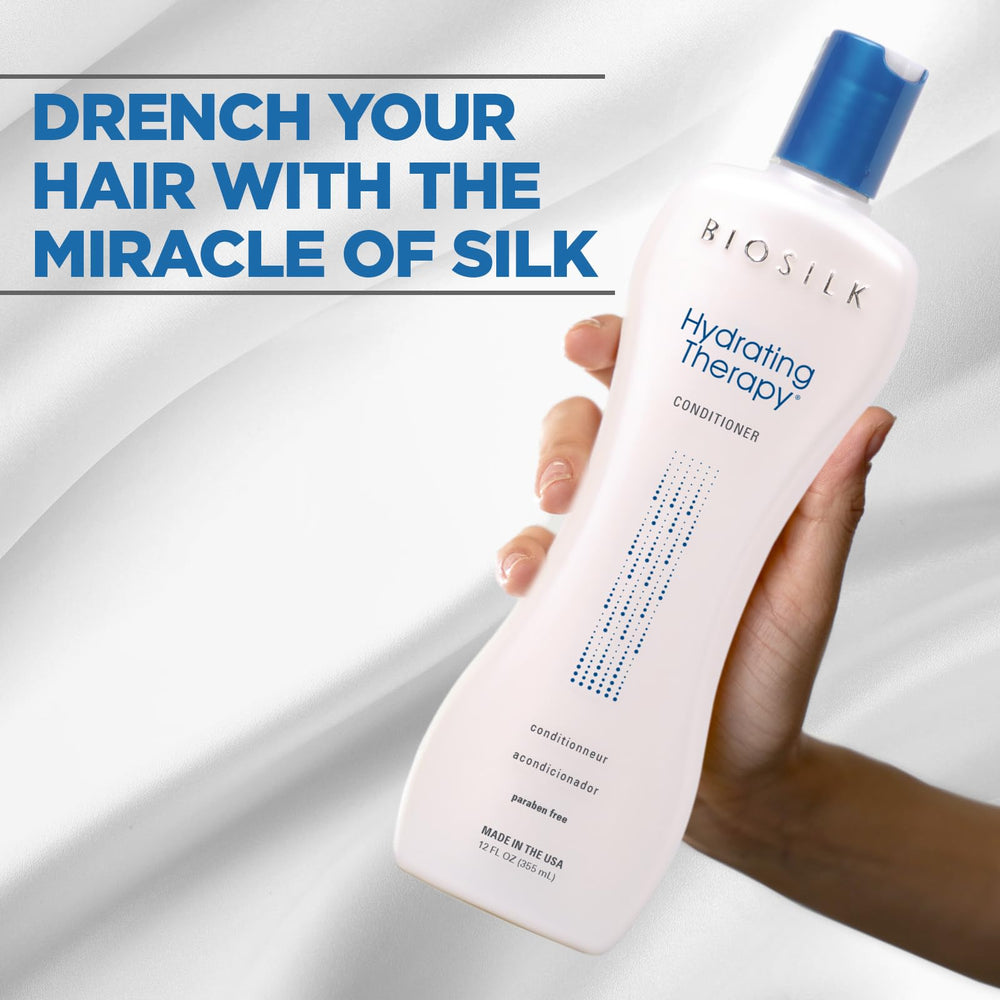 BioSilk Hydrating Conditioner dispensing pump for easy, controlled usage.