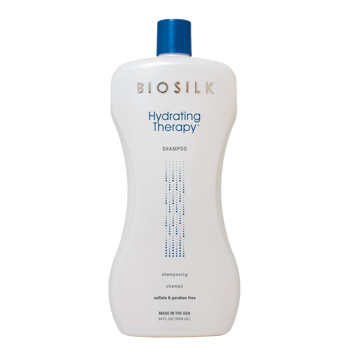 BioSilk Hydrating Shampoo bottle showing moisture and shine.