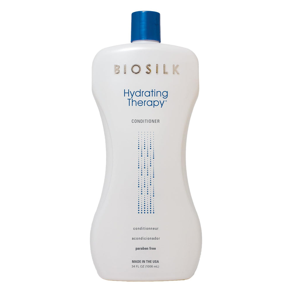 BioSilk Hydrating Therapy Conditioner bottle front view for smooth, moisturized hair.