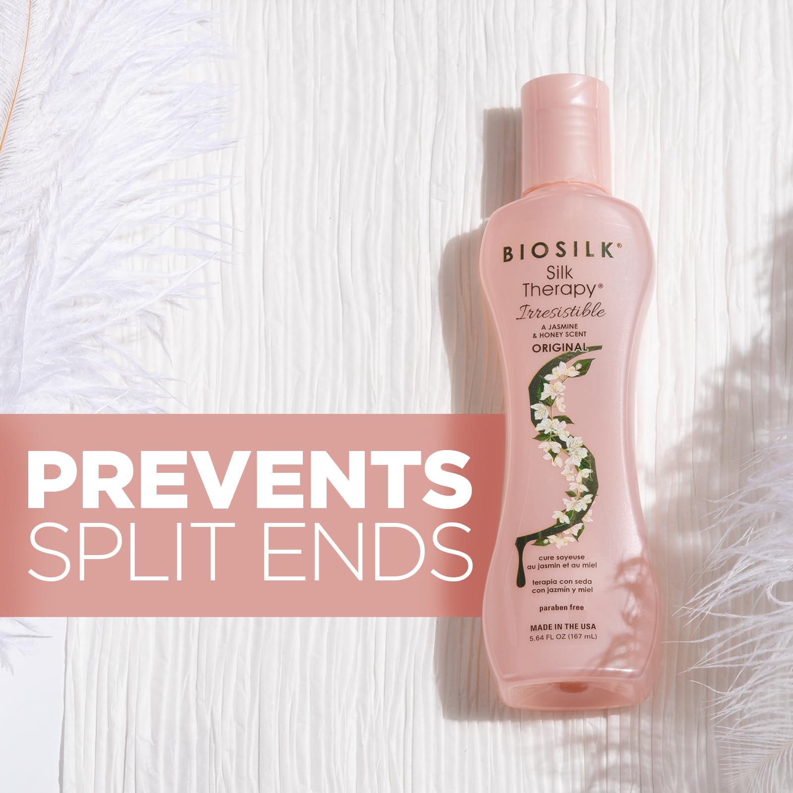 BioSilk Irresistible application on wet hair palm demonstrates even distribution