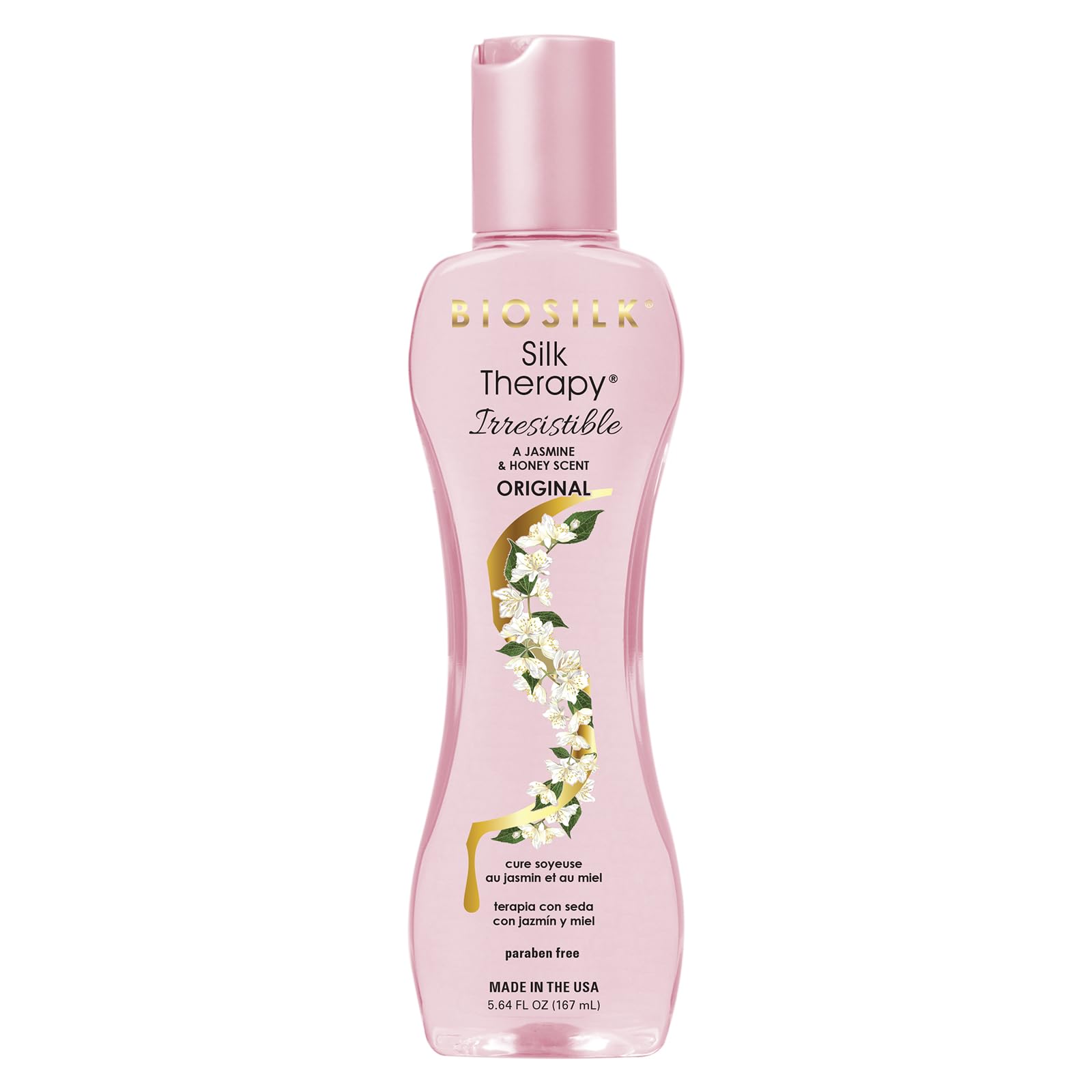 BioSilk Irresistible leave-in bottle front showing weightless conditioning potential