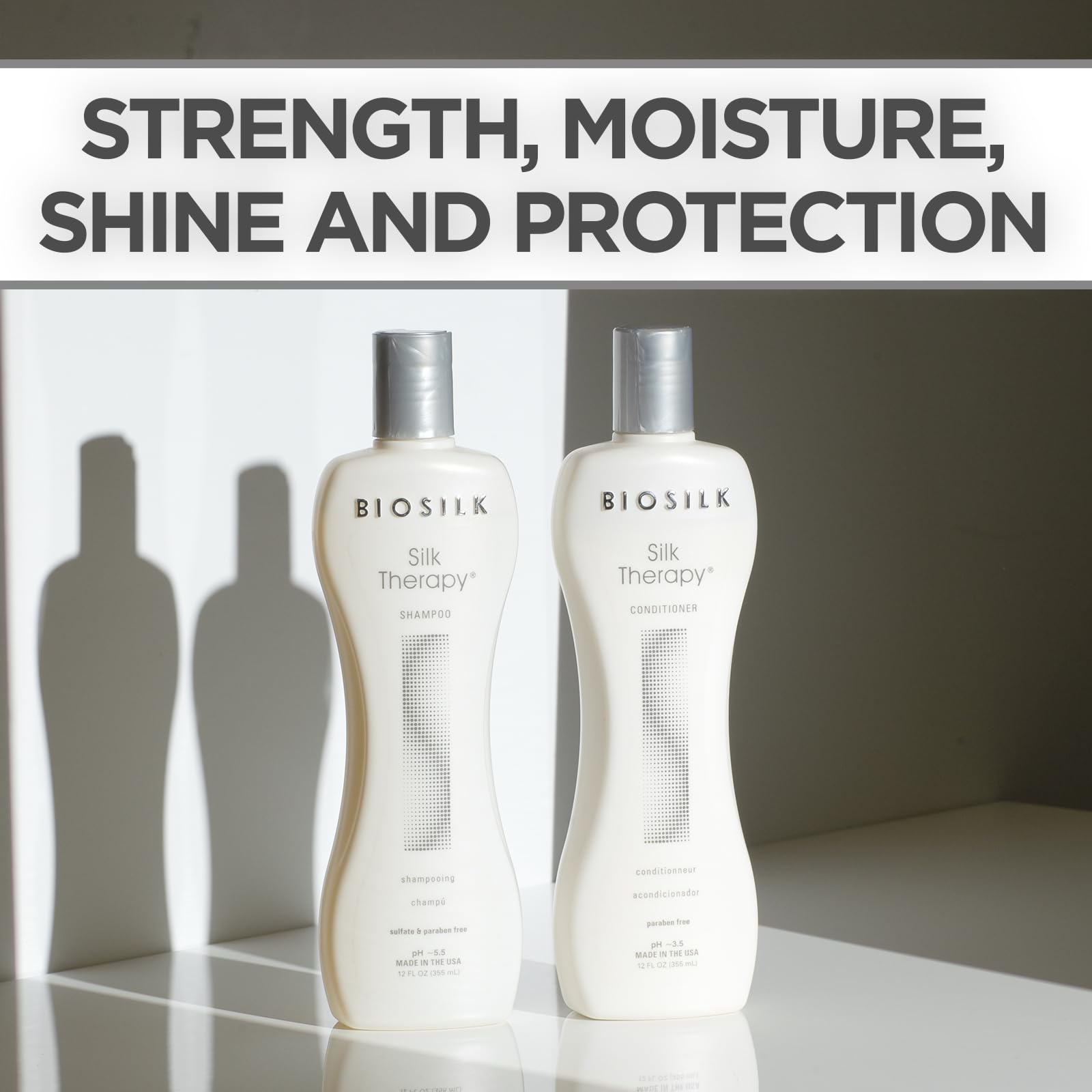 BioSilk Silk Therapy conditioner being dispensed for moisture and manageability.