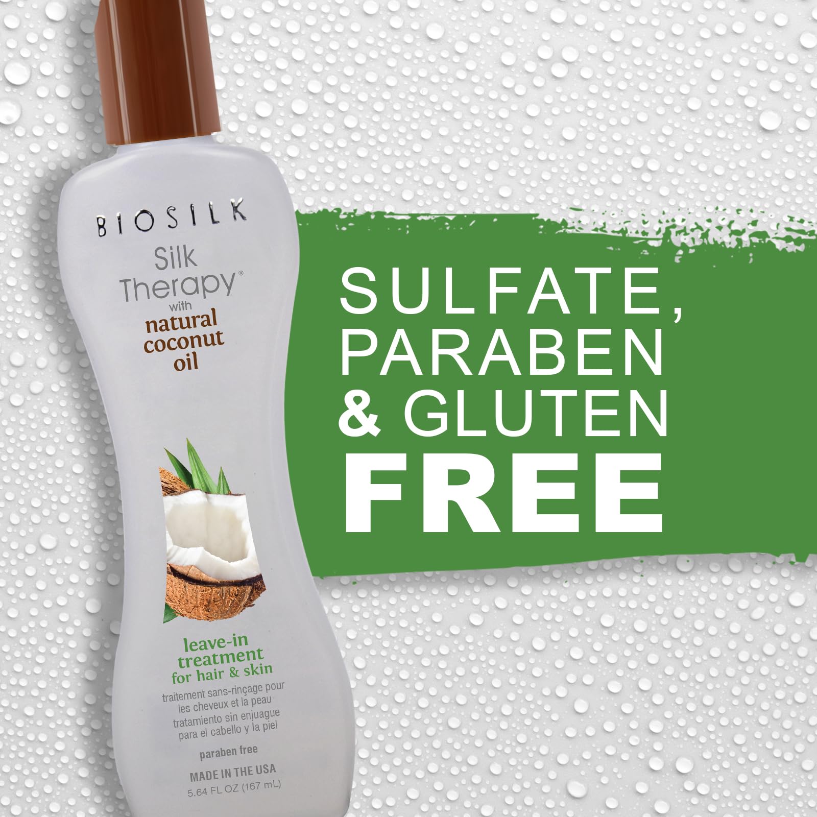 BioSilk Silk Therapy close up shows hair texture and smooth finish.