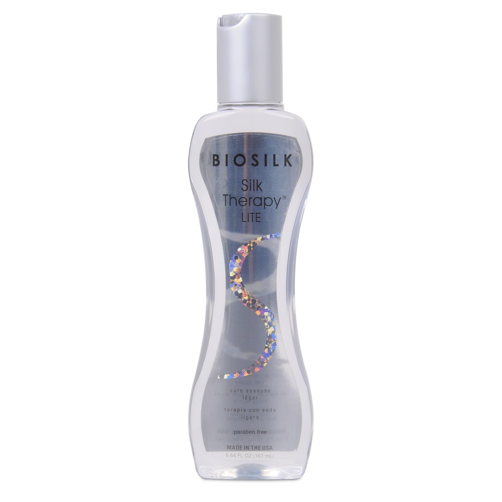 BioSilk Silk Therapy Lite bottle-front shows ultra-light smoothing for fine hair