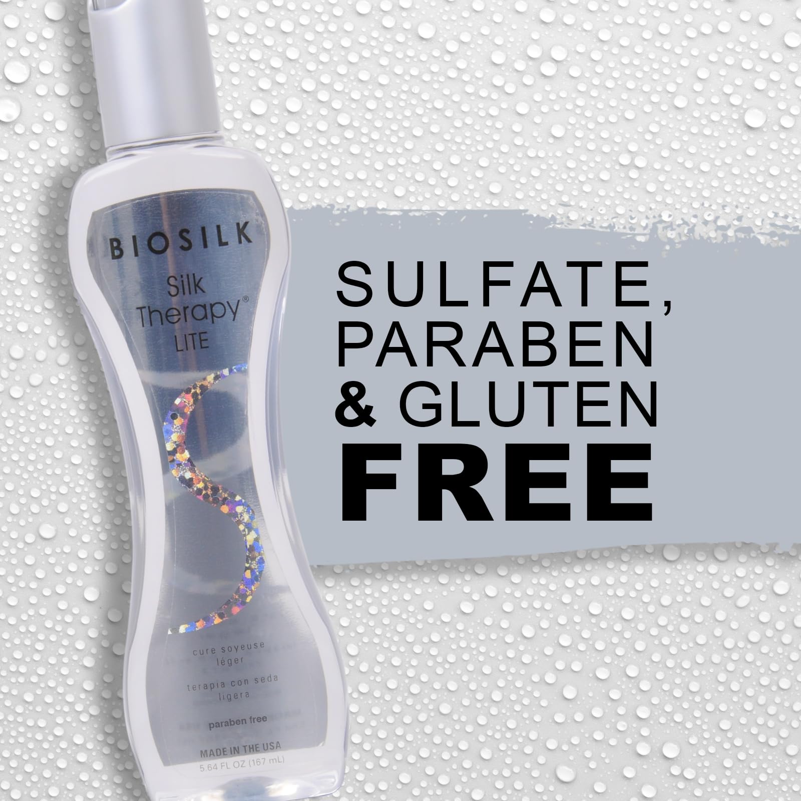 BioSilk Silk Therapy Lite applied on dry hair adds shine without heaviness