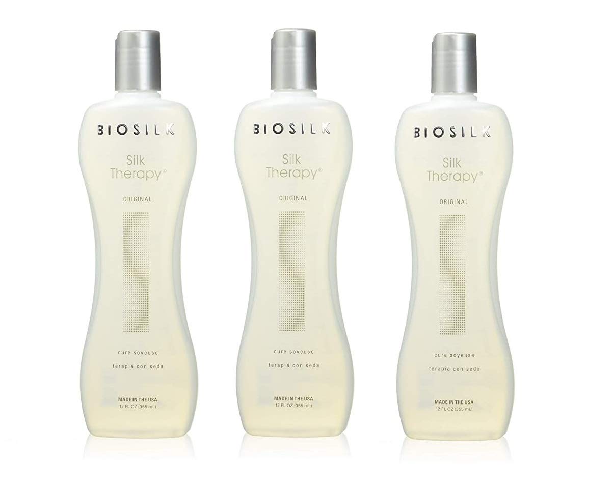BioSilk Silk Therapy Original Cure pack-3-bottles for luminous, smooth hair.