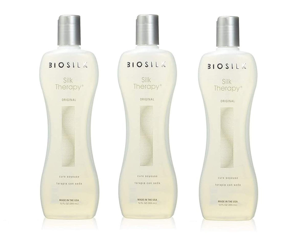 BioSilk Silk Therapy Original Cure pack-3-bottles for luminous, smooth hair.