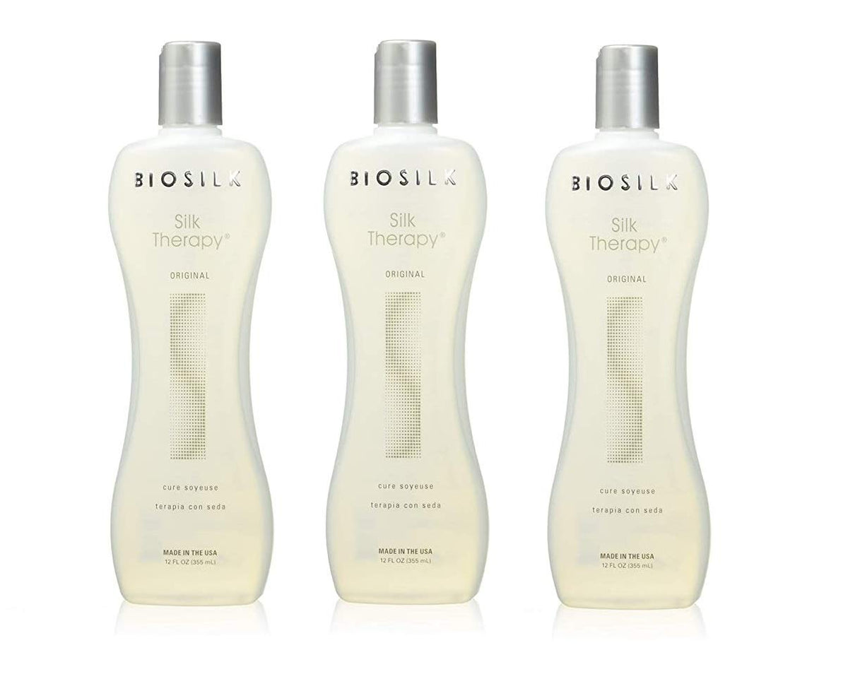BioSilk Silk Therapy Original Cure pack-3-bottles for luminous, smooth hair.