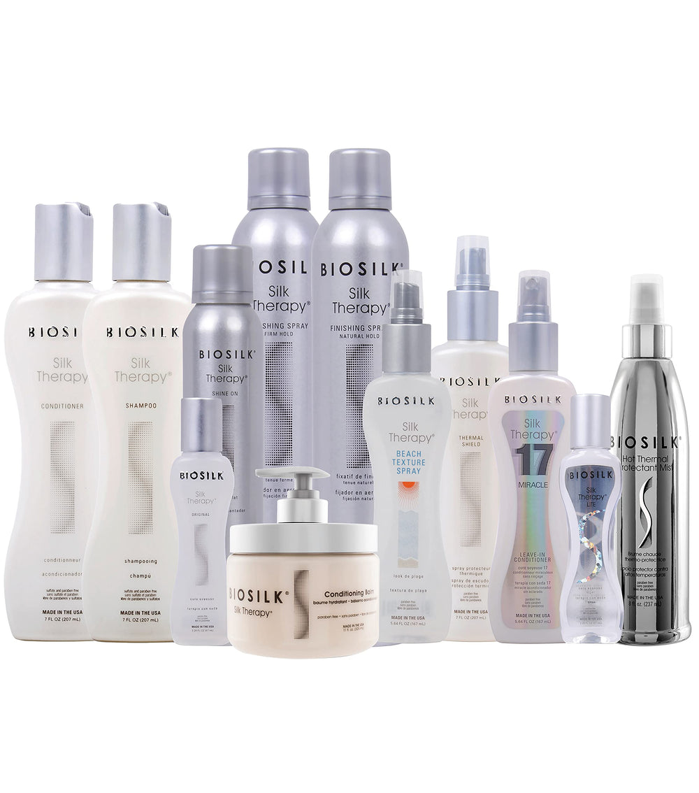 BioSilk Silk Therapy Original close-up shows shiny, healthy-looking hair after treatment.