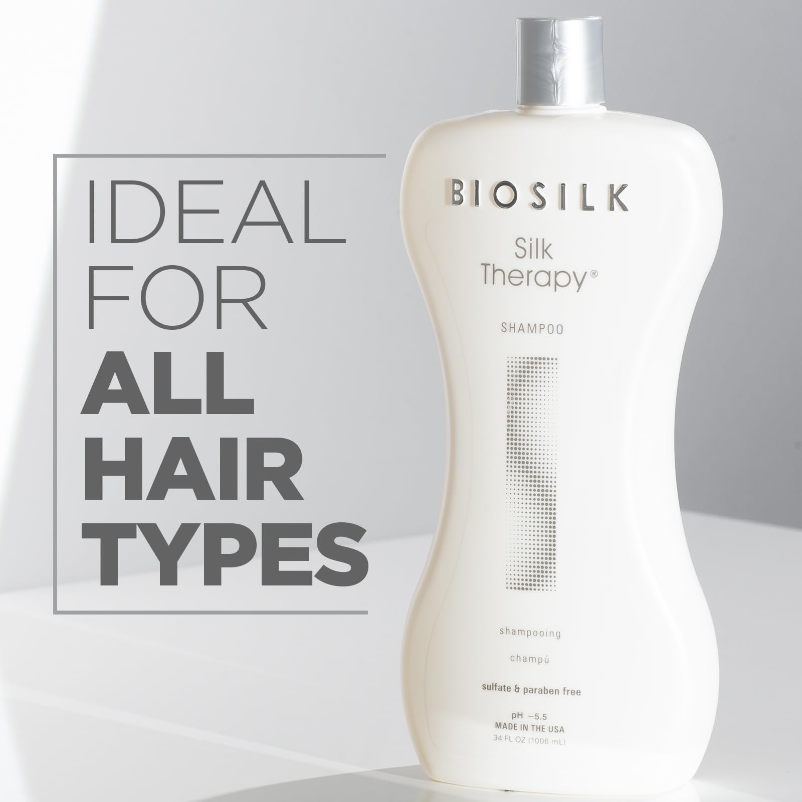 BioSilk Silk Therapy Shampoo lather demonstrating gentle cleansing for healthy-looking hair.