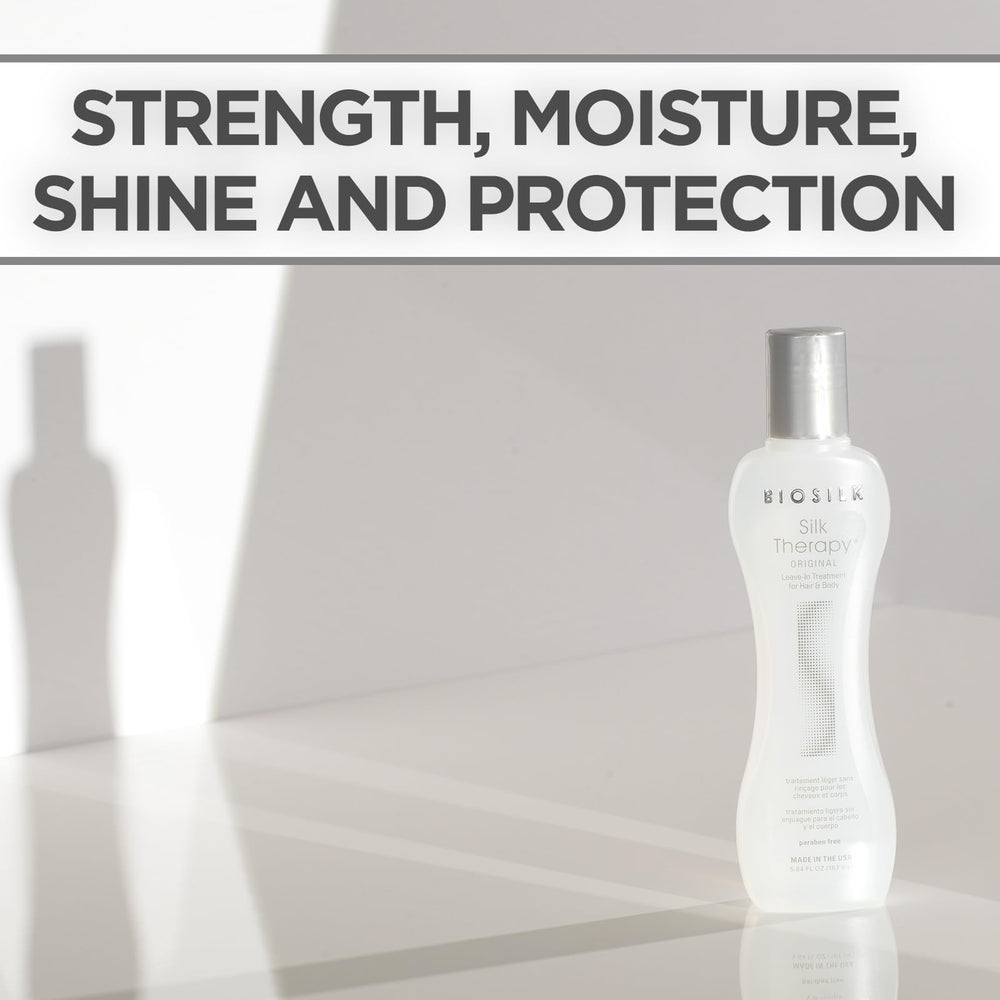 BioSilk Silk Therapy close-up highlights shiny, smooth finish after use.