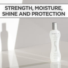 BioSilk Silk Therapy close-up highlights shiny, smooth finish after use.