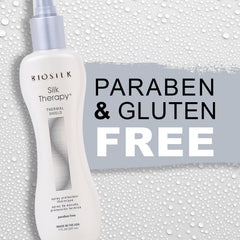 BioSilk Silk Therapy Thermal Shield on a curled hairstyle provides strong hold and shine.