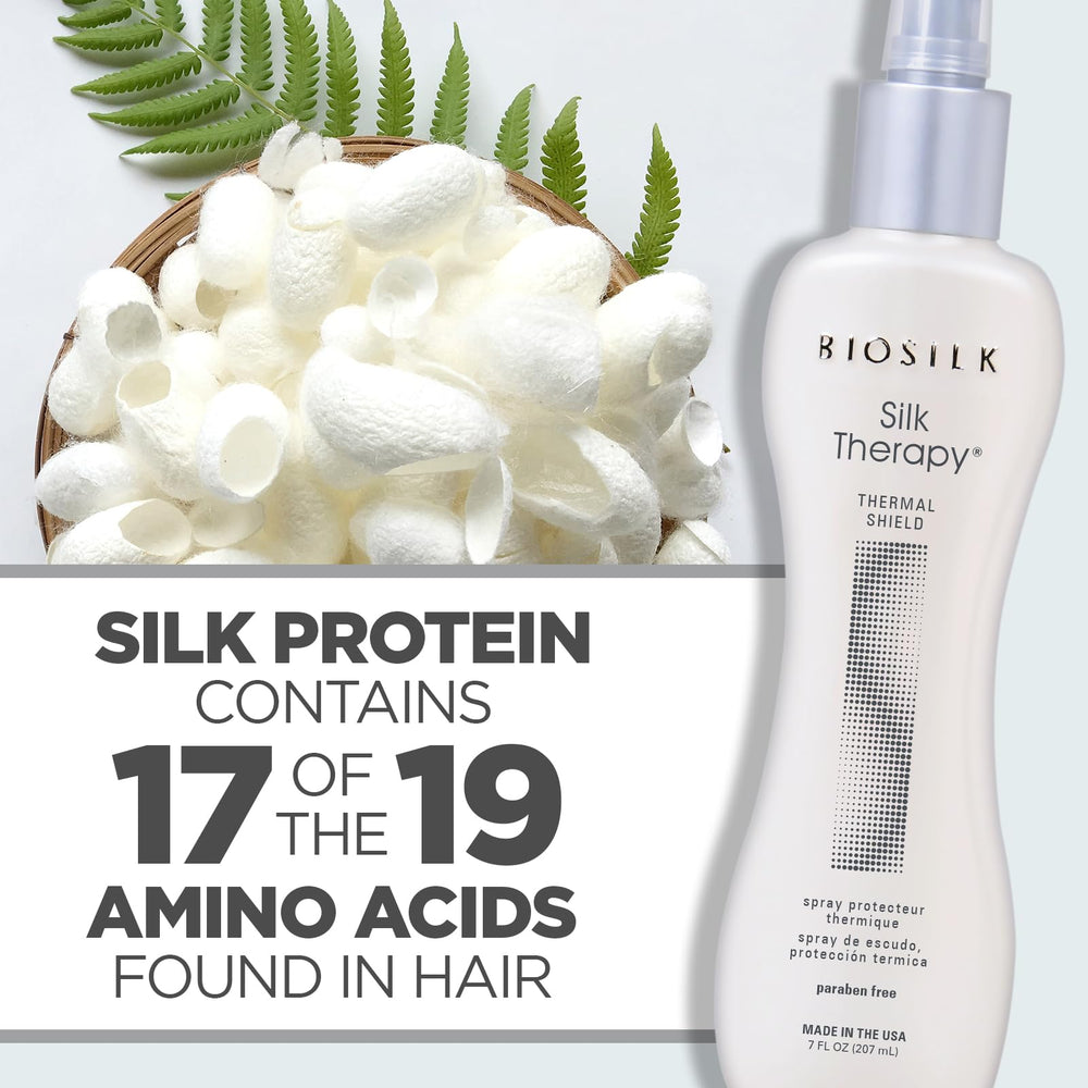BioSilk Silk Therapy Thermal Shield delivers a glossy finish after styling.