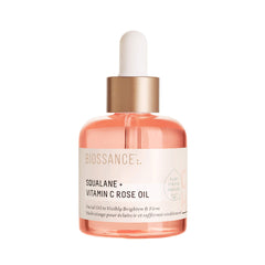 BIOSSANCE bottle with rose glow promotes brightening and hydration.