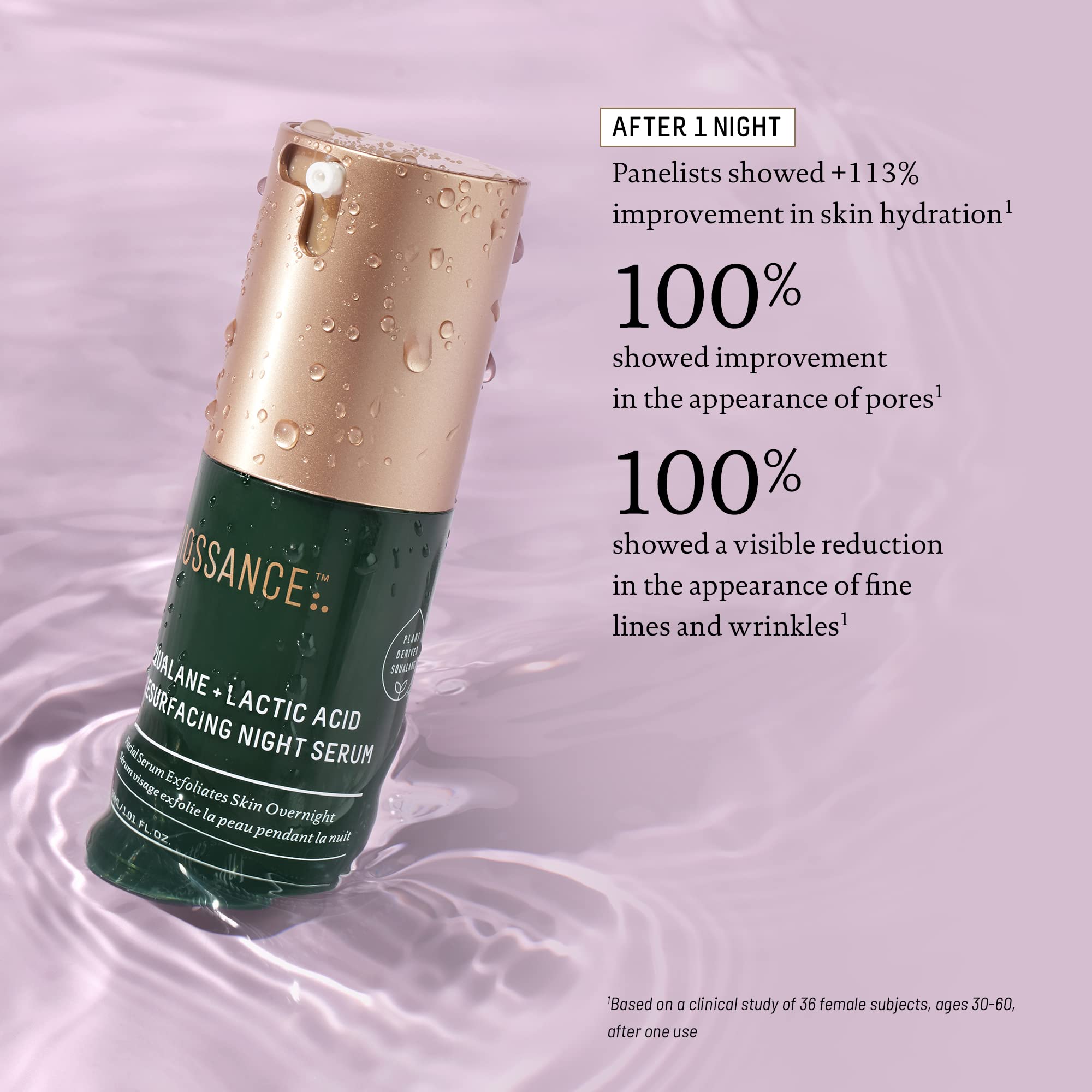 BIOSSANCE with clover extract highlight for environmental defense and skin resilience.