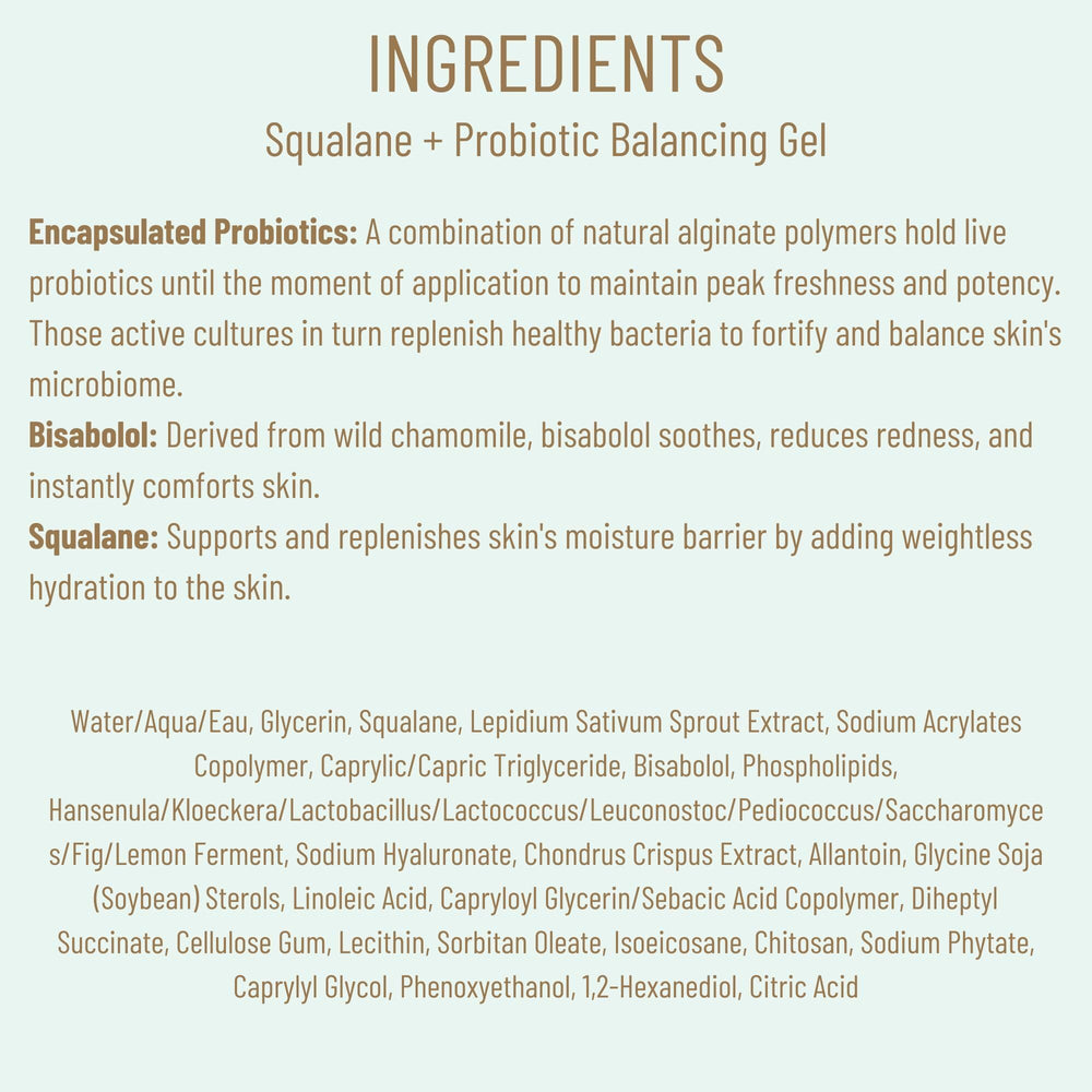 Biossance daily skincare routine shot featuring probiotic gel moisturizer for reactive skin.