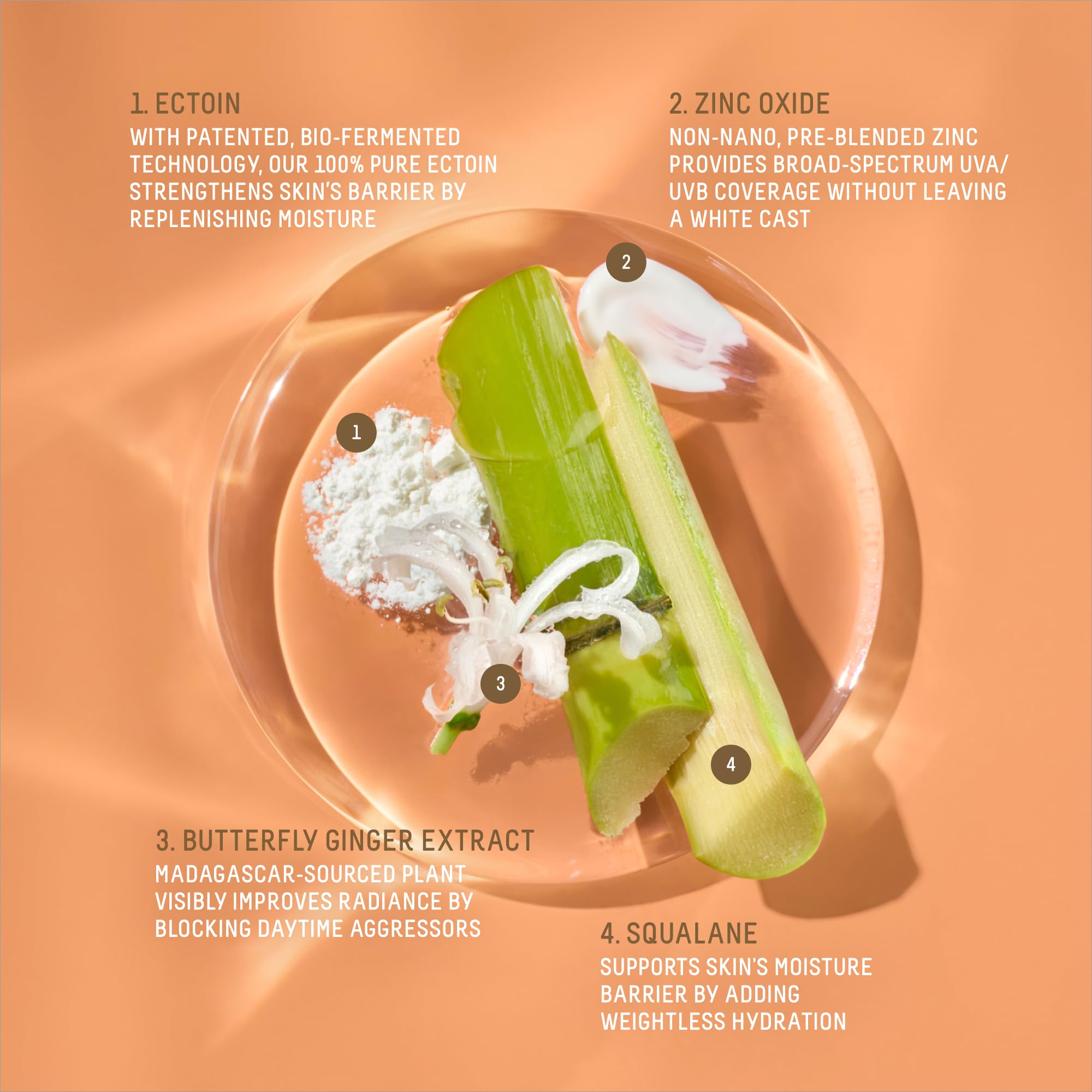 Biossance dewy finish on skin provides a natural glow.
