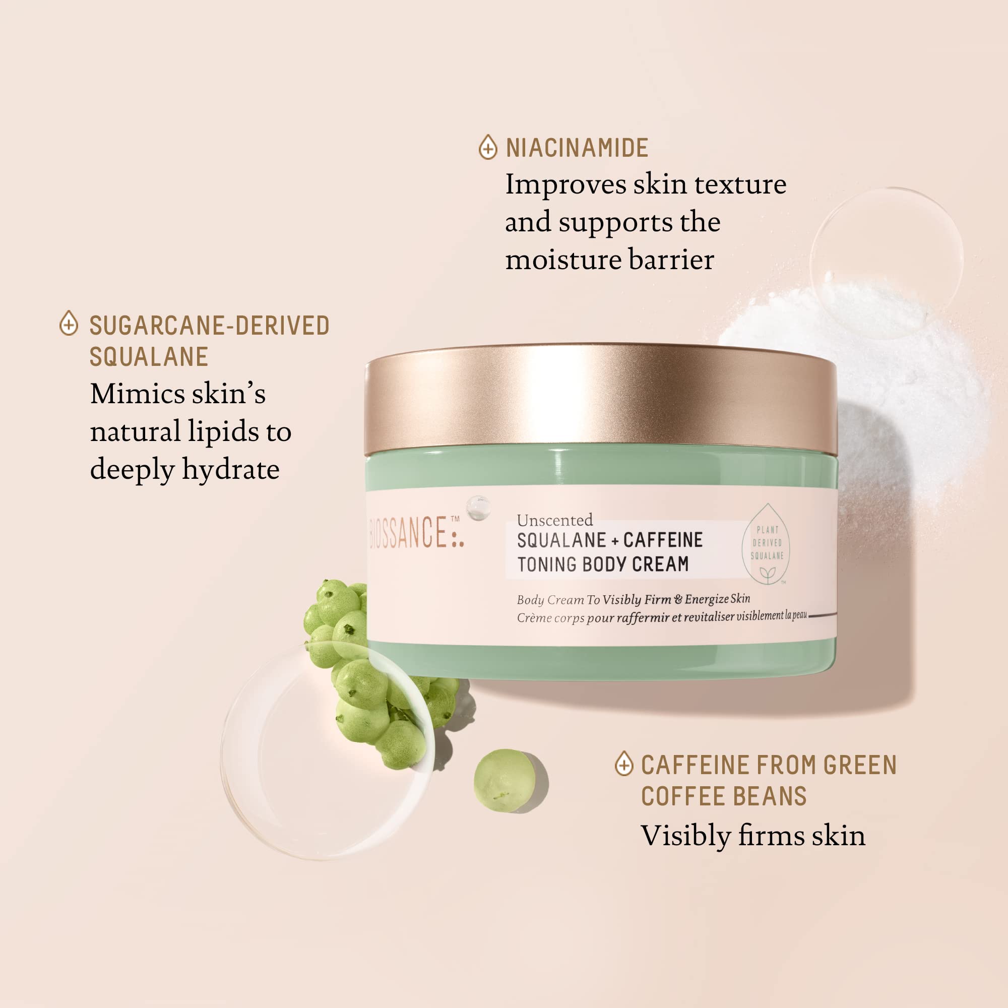 Biossance fragrance-free skin-care bottle for sensitive skin routines.