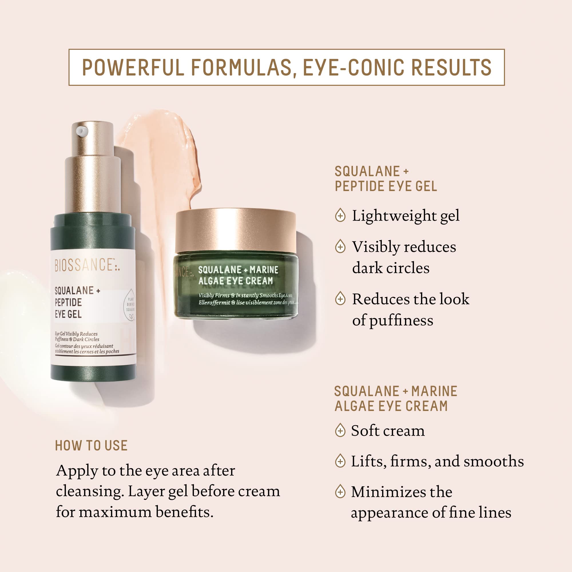 BIOSSANCE hyaluronic acid moisture drop demonstrates instant moisture for under-eye skin