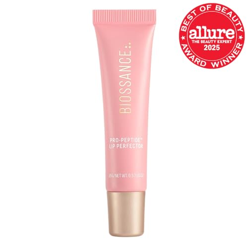 BIOSSANCE Pro-Peptide Lip Perfector tube swatch demonstrates silky gloss