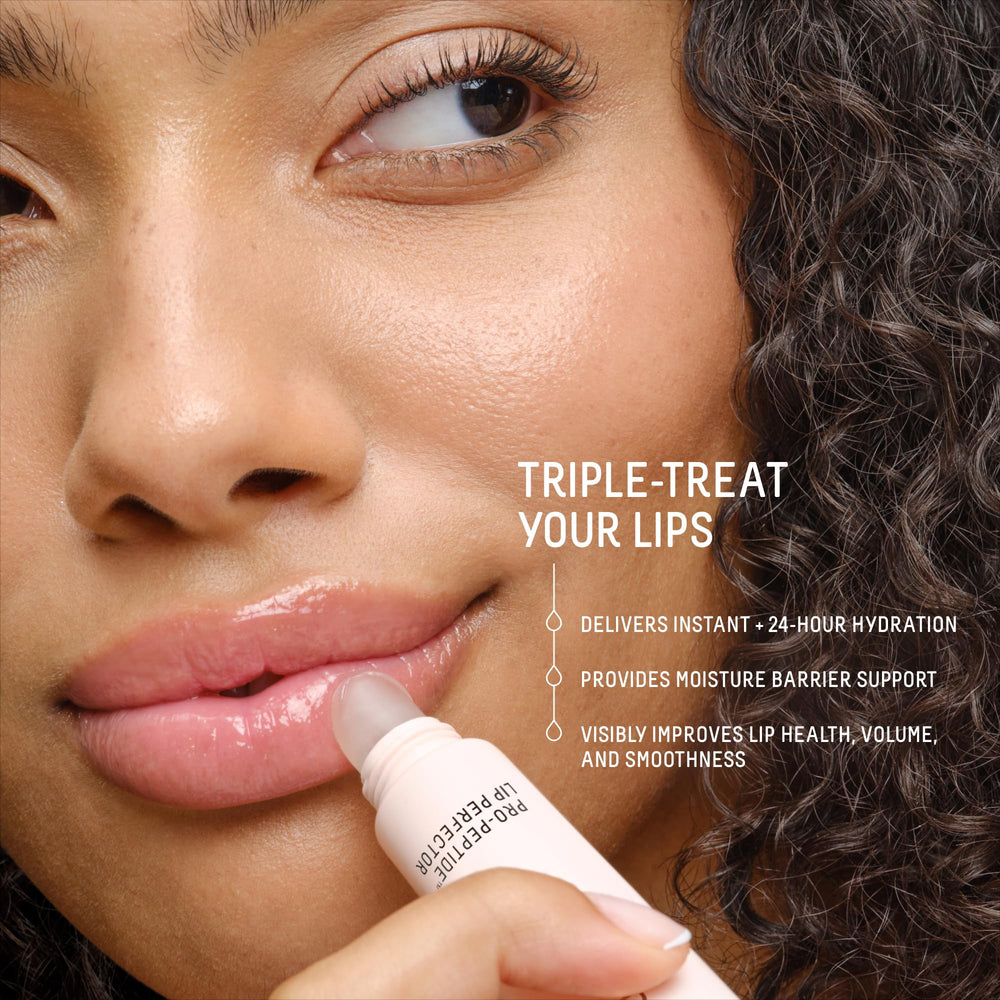 BIOSSANCE Pro-Peptide Lip Perfector protecting lips from environment