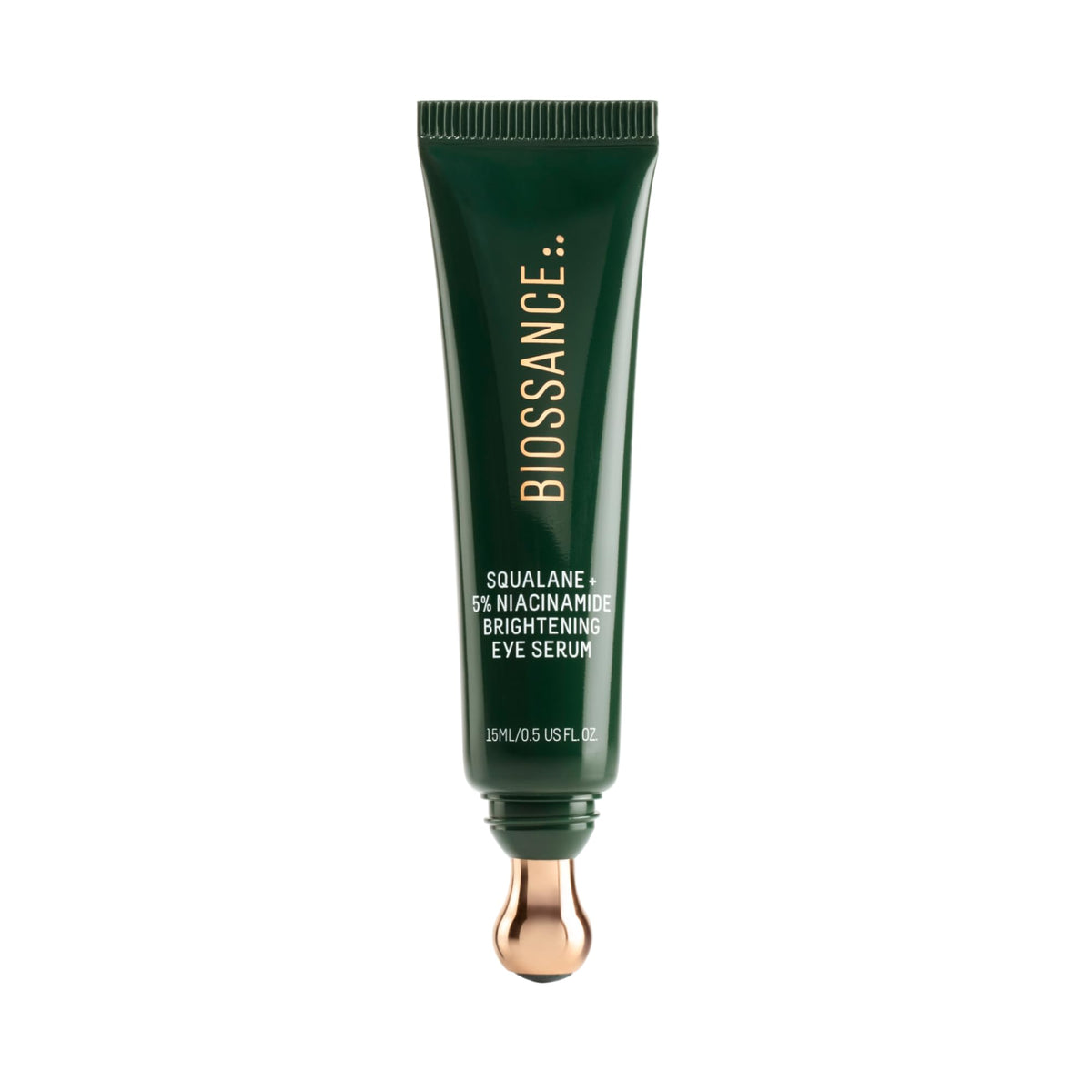 Biossance eye serum rollerball application for cooling depuff and brightening