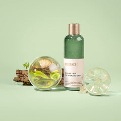 BIOSSANCE Squalane + BHA Toner bottle with splash emphasizes pore minimization.