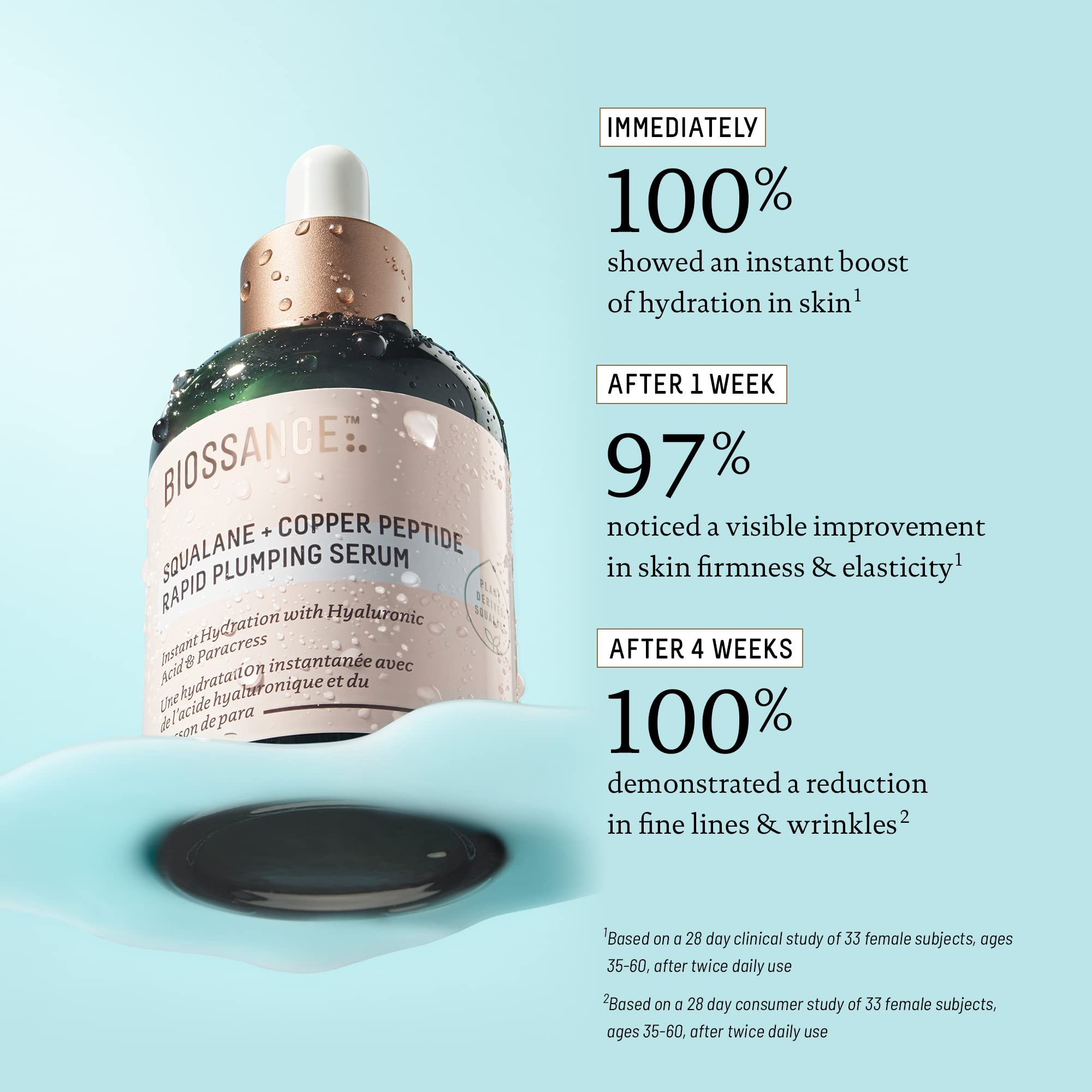 Biossance serum pump demonstrates easy, controlled application