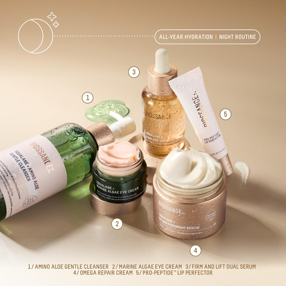 BIOSSANCE Squalane texture close-up shows silky barrier-supporting moisture