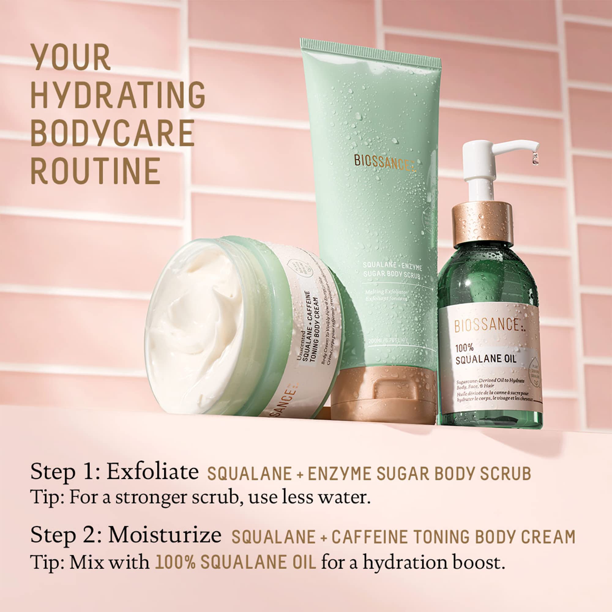 BIOSSANCE Squalane Oil fast-absorbing skin application demo.