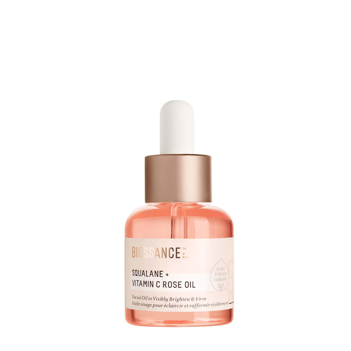 BIOSSANCE Squalane + Vitamin C Rose Oil packaging showcases premium design for radiant skin prep