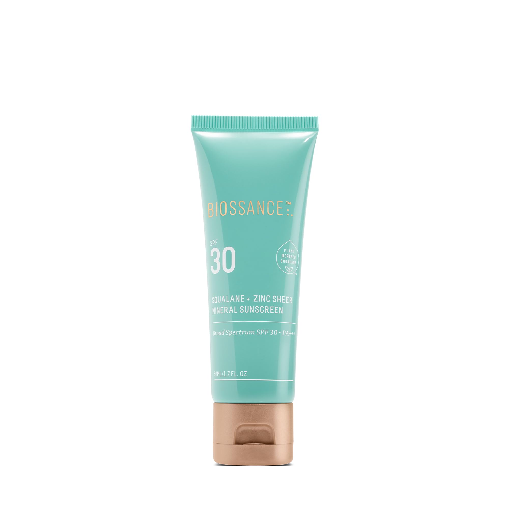 Biossance sunscreen pump enables easy weightless SPF 30 application.