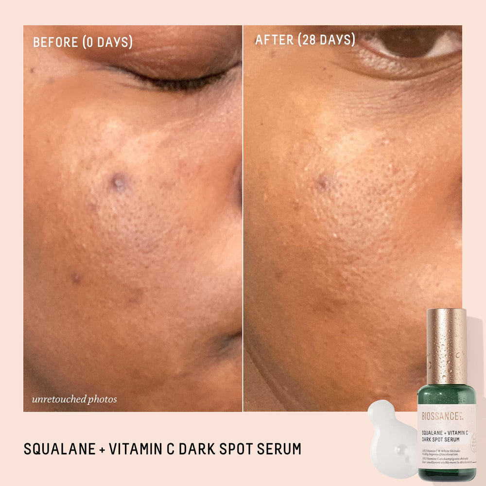 BIOSSANCE Vitamin C serum texture swirl highlights lightweight, non-sticky hydration