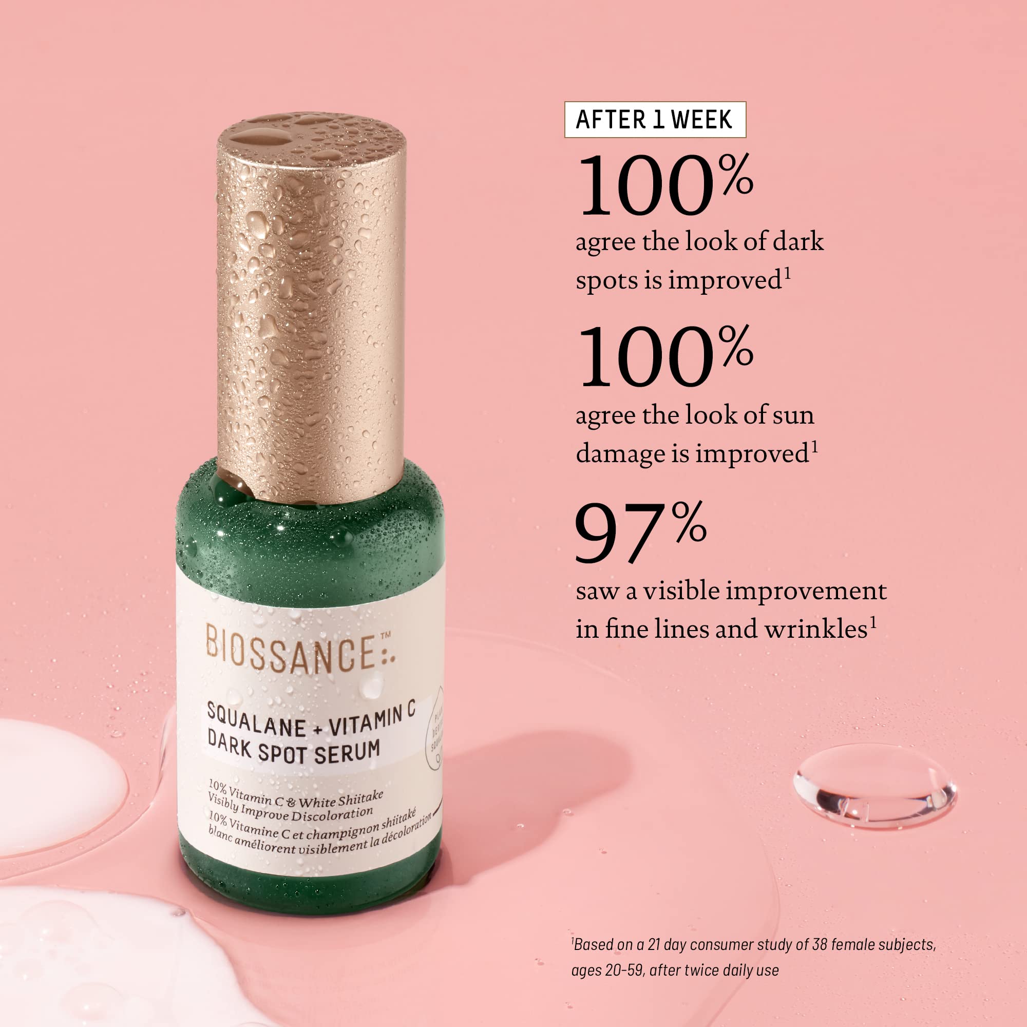BIOSSANCE White Shiitake extract illustration emphasizes natural actives