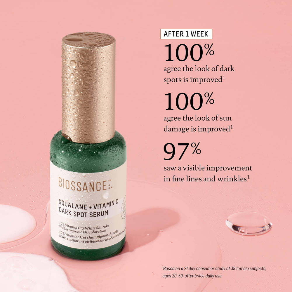 BIOSSANCE White Shiitake extract illustration emphasizes natural actives