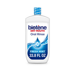 biotene bottle front showing fresh mint and large 33.8 fl oz size for home use