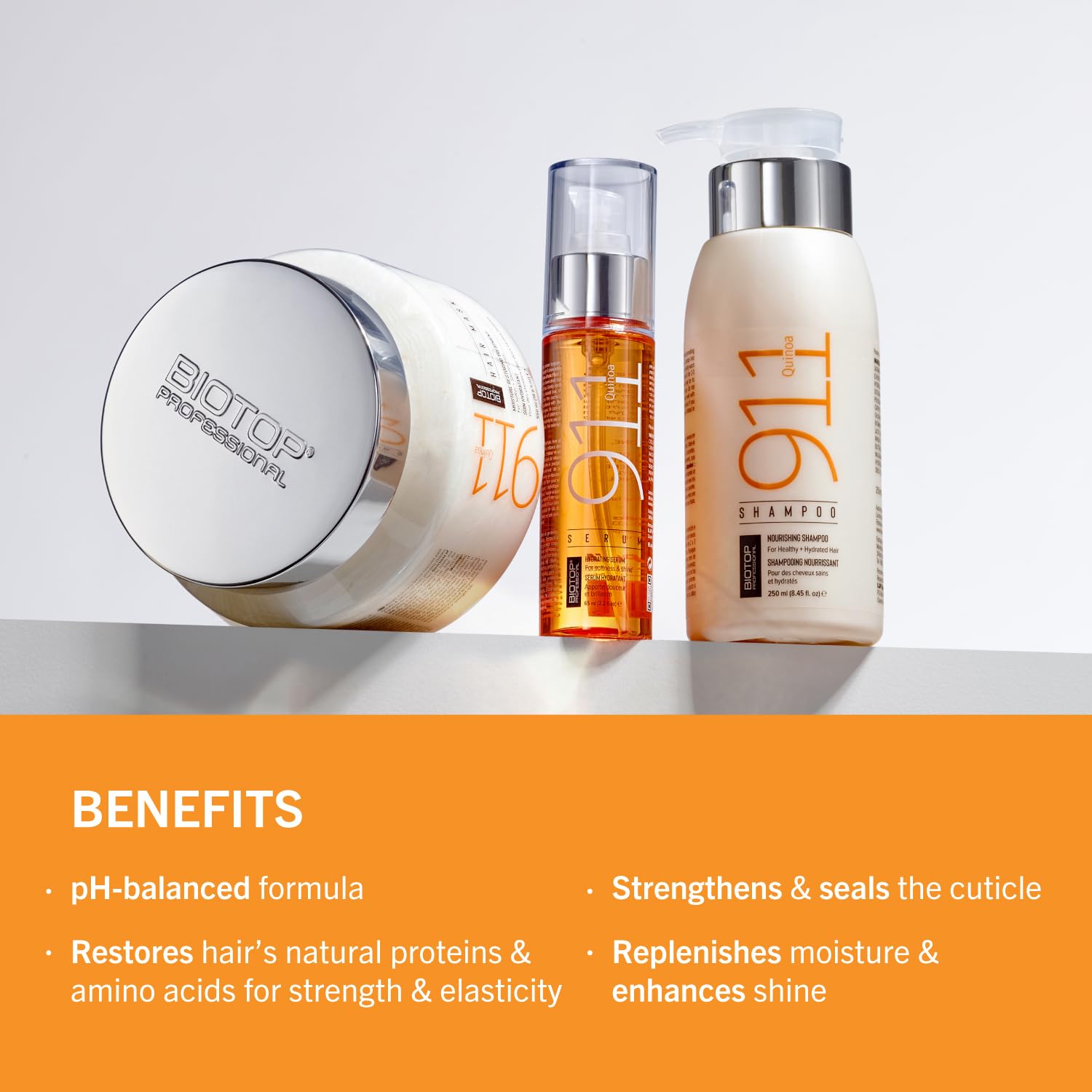 Biotop Professional 911 Quinoa Hair Mask results in smoother, frizz-controlled hair.