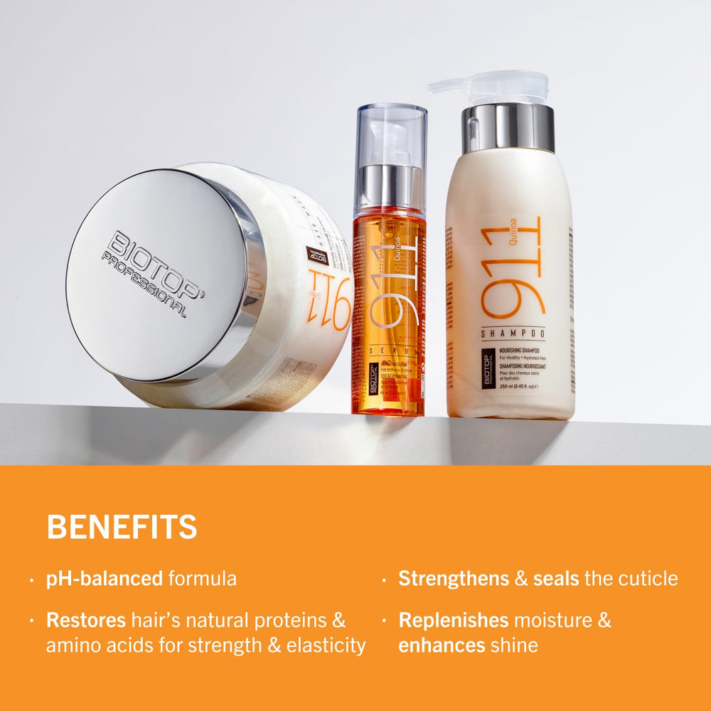 Biotop Professional 911 Quinoa Hair Mask results in smoother, frizz-controlled hair.