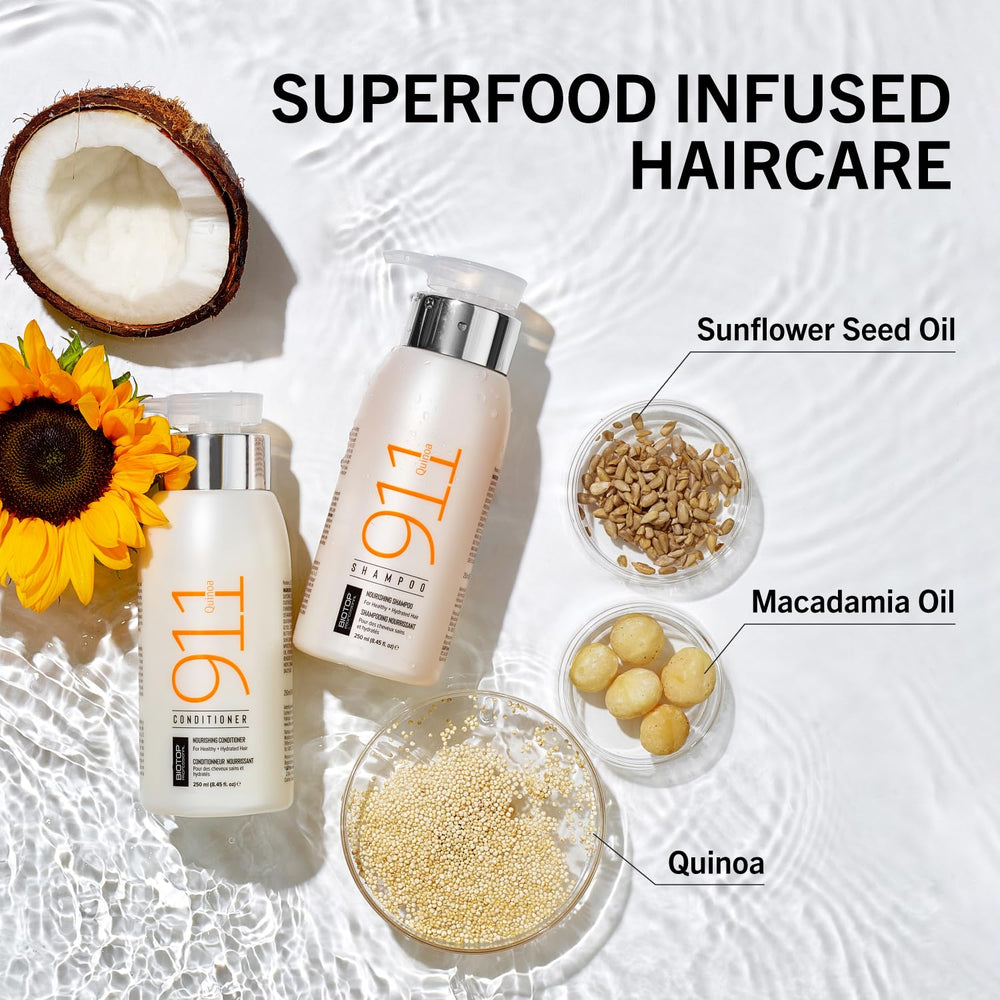 Biotop Professional 911 Quinoa Hair Mask on wet hair demonstrates smooth coverage.
