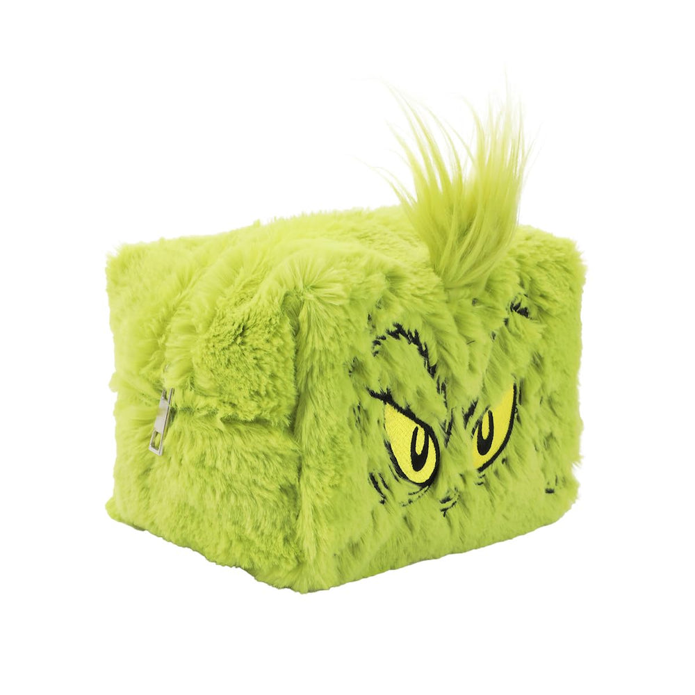 Bioworld Grinch big-face bag soft faux fur texture adds cozy holiday vibe