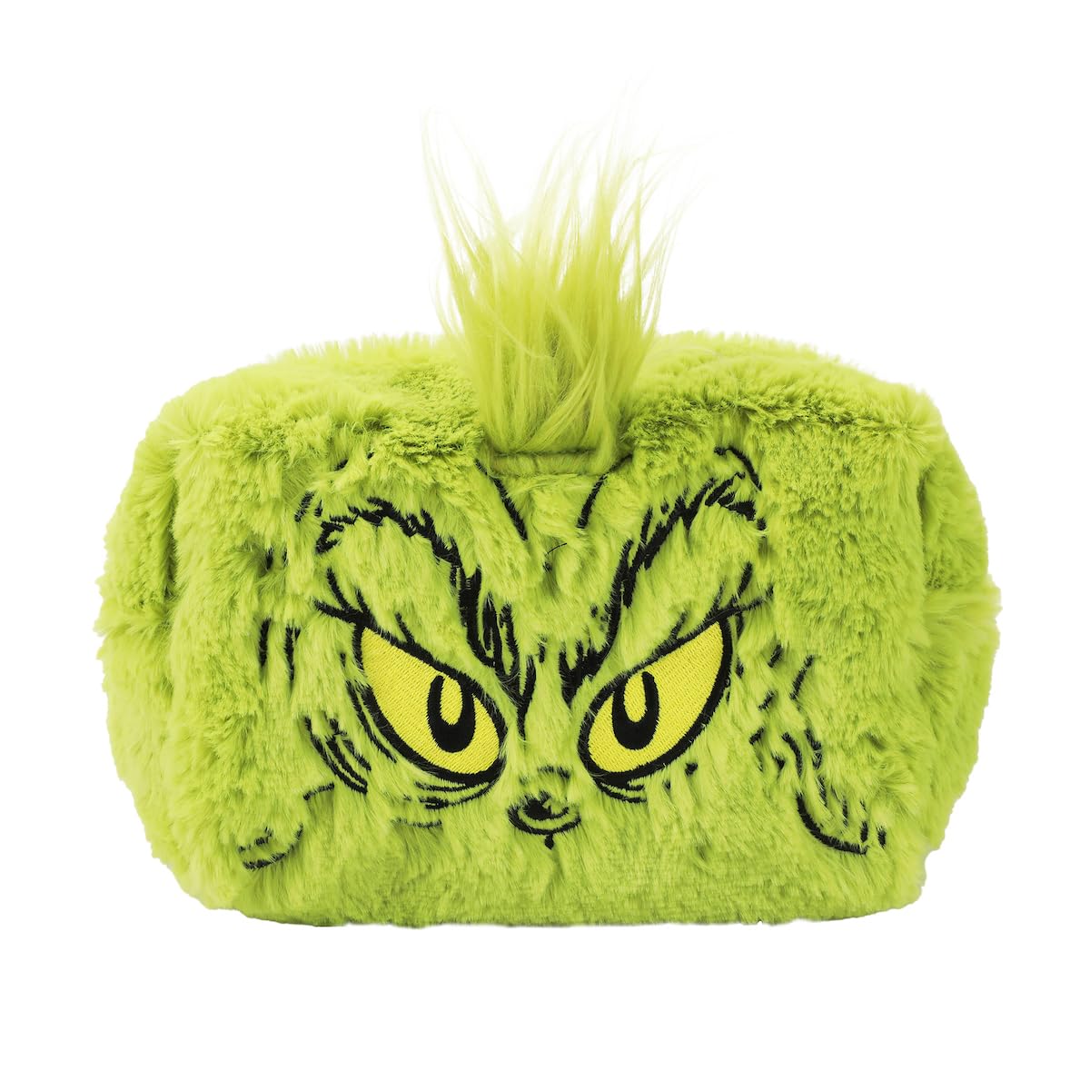 Bioworld Grinch big-face cosmetic bag front view for festive organization