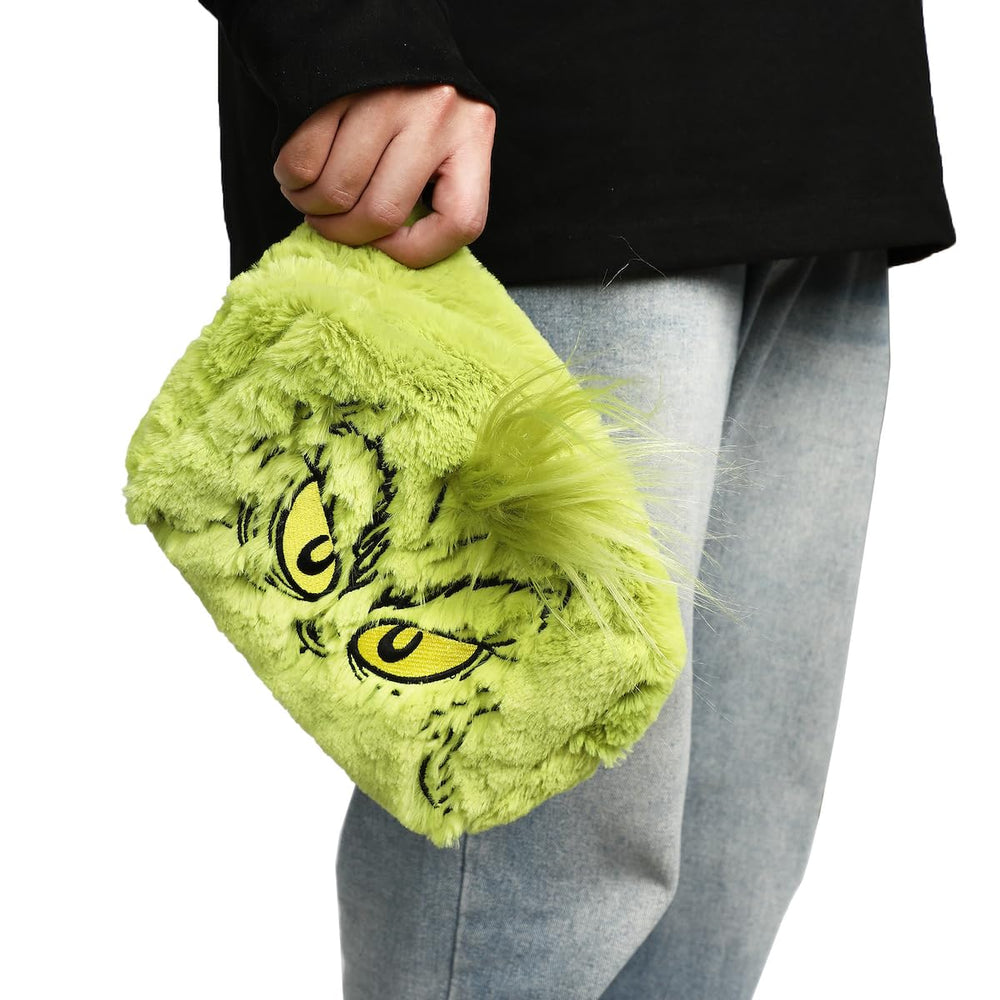 Bioworld Grinch big-face holiday cosmetics organization in a bag