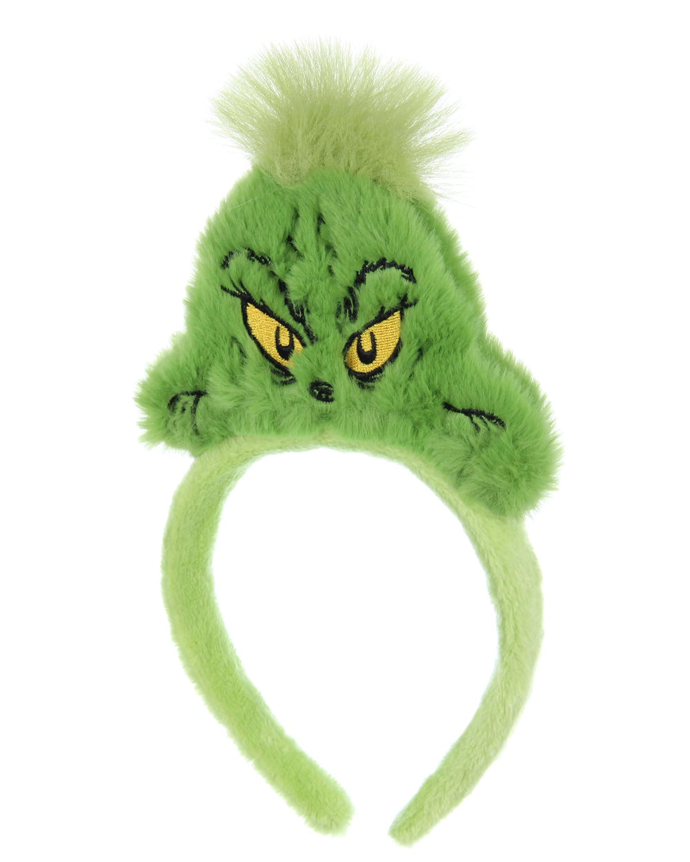 Bioworld Grinch headband styled for holiday costume occasions and cosplay use