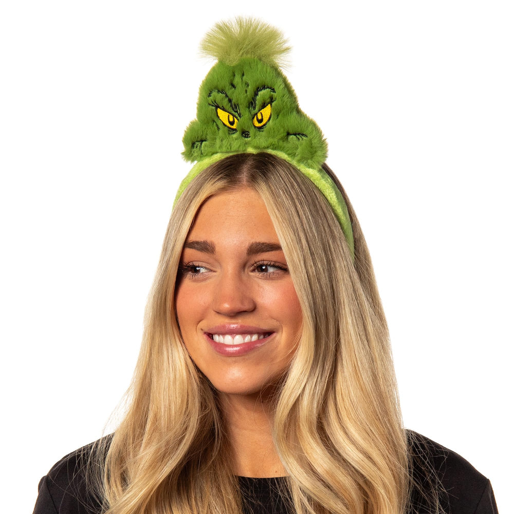 Bioworld Grinch headband velvet texture close-up with premium finish